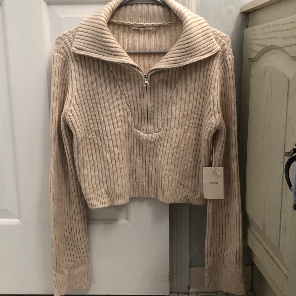 Tularosa Beige Ribbed Sweater